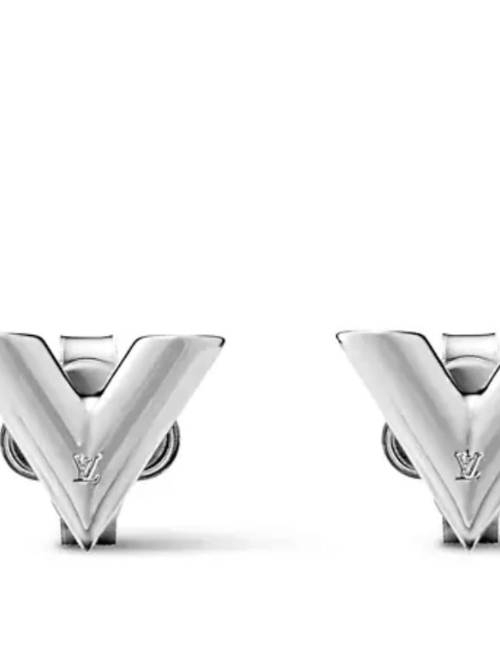 Louis Vuitton Polished Silver V-Initial Stud Earrings